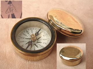 19th century brass cased pocket compass